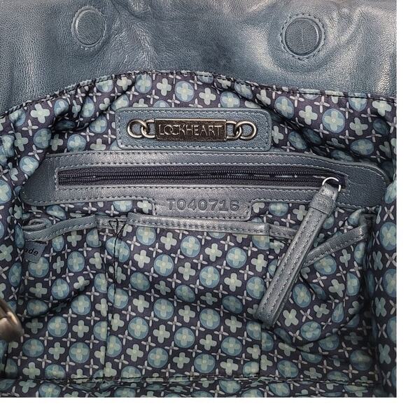 Lockheart Navy Blue Natalia Convertible Wide Bottom 3D Embellished Handbag - Picture 9 of 12